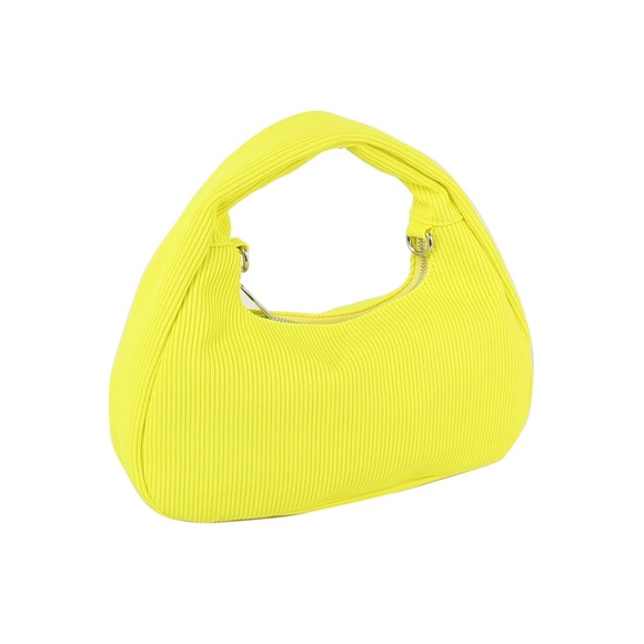 Le Miel Handbags - Vibrant Yellow Shoulder Bag with Textured Finish and Chain Detail